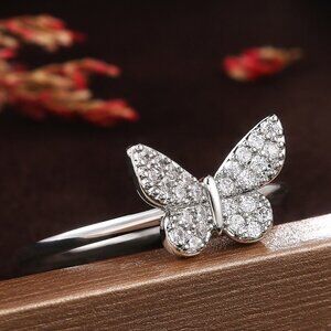 🎁 Sweet Refine Butterfly Romantic Simple Silver Ring for Women, PD604